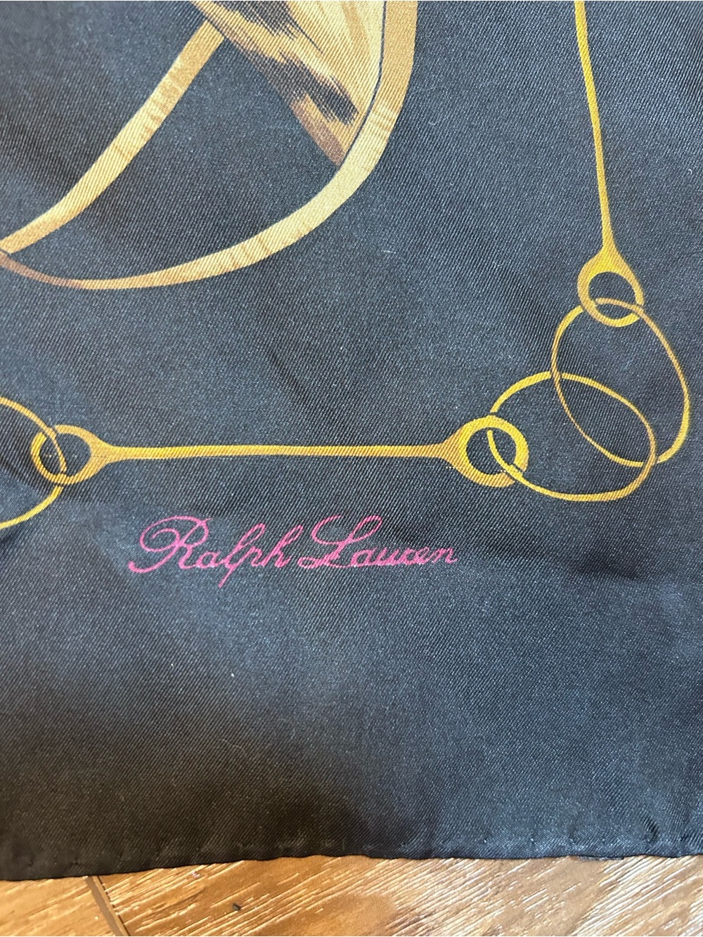 Ralph Lauren silk equestrian scarf horses oversized old money preppy head cover - Picture 5 of 6